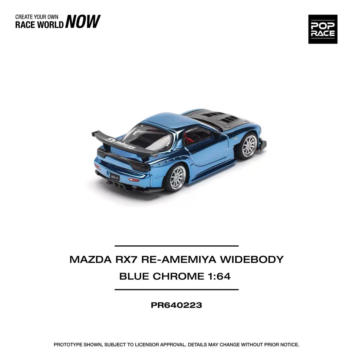 POPRACE | PR640223 Mazda RX7 RE-Amemiya Widebody Blue Chrome | 1:64