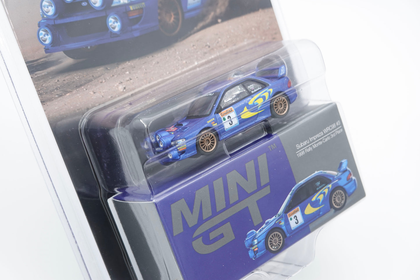 MINI GT | No.759 Subaru Impreza WRC98 #3 1998 Rally Monte-Carlo 3rd Palce Blister Card | 1:64