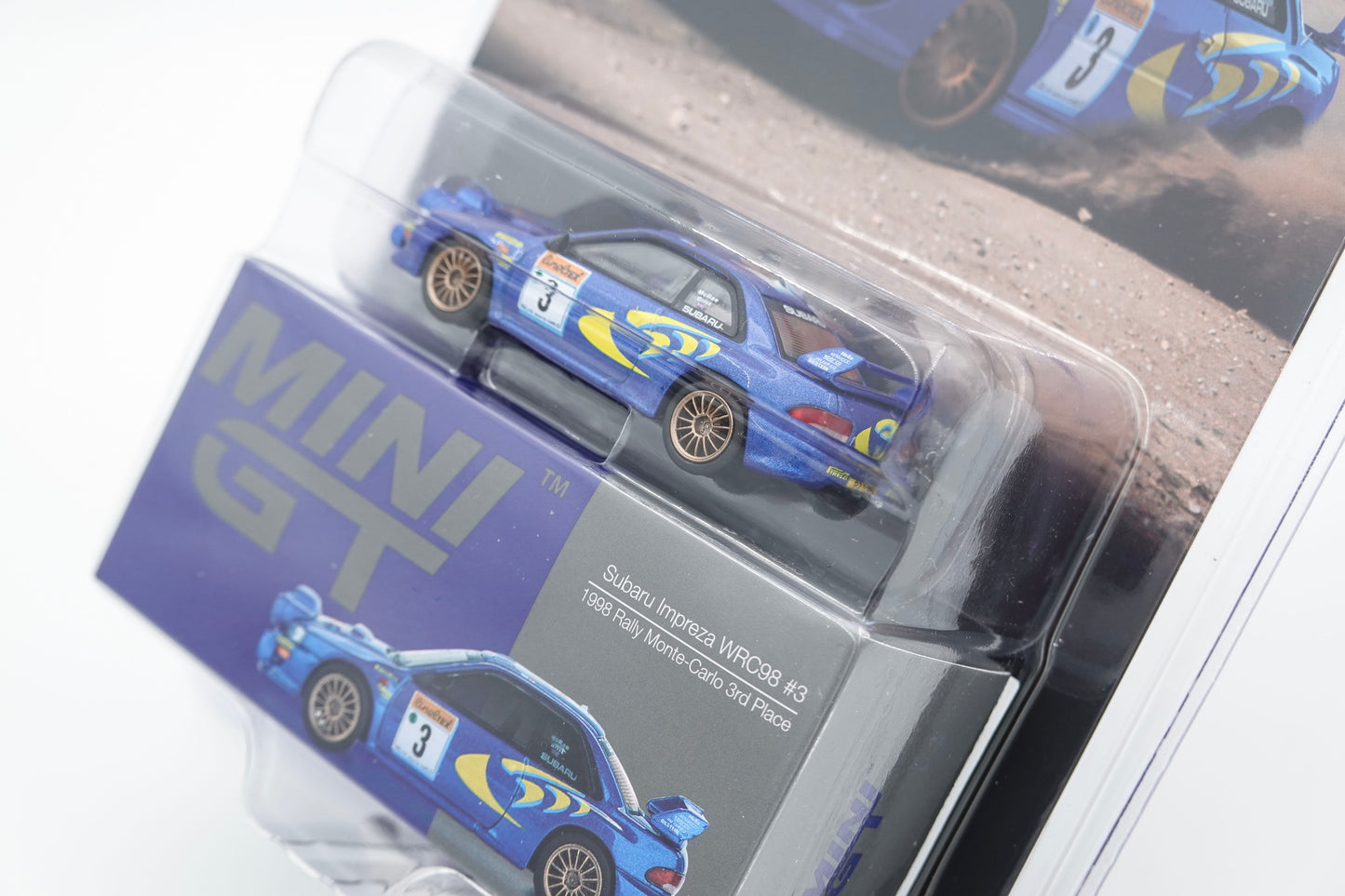 MINI GT | No.759 Subaru Impreza WRC98 #3 1998 Rally Monte-Carlo 3rd Palce Blister Card | 1:64
