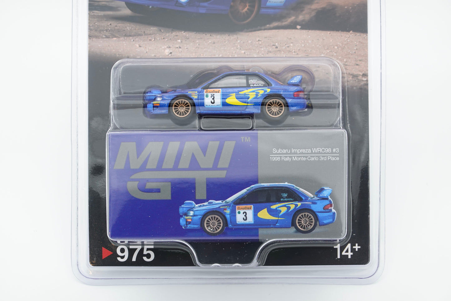 MINI GT | No.759 Subaru Impreza WRC98 #3 1998 Rally Monte-Carlo 3rd Palce Blister Card | 1:64