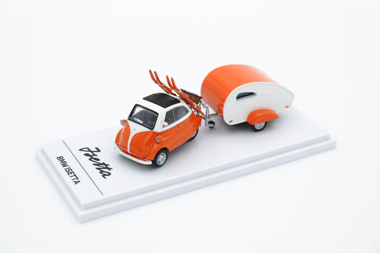 Almost Real | BMW Isetta with Ski & Trailer Set Orange | 1:64