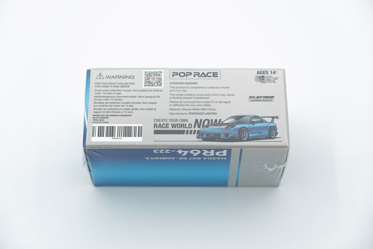 POPRACE | PR640223 Mazda RX7 RE-Amemiya Widebody Blue Chrome | 1:64